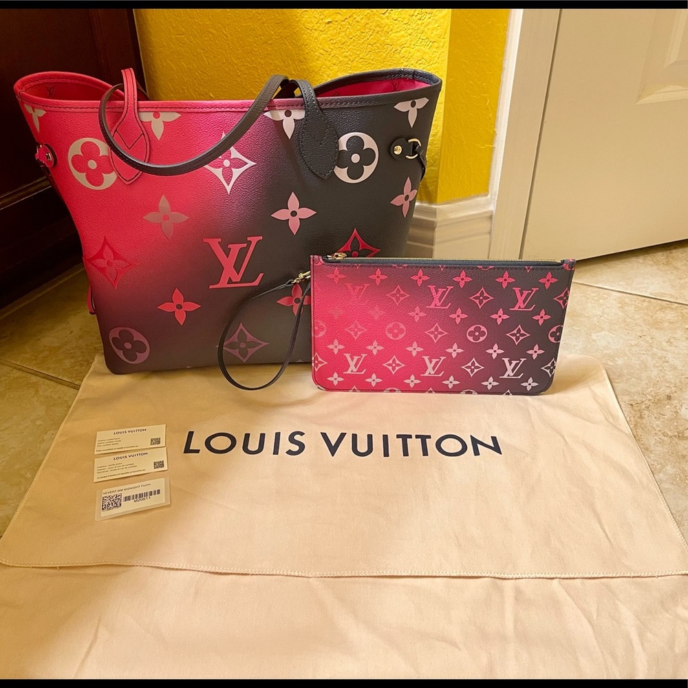 Brand new LV  Louis Vuitton Neverfull MM midnight Fuschia handbag & pouch w/tags